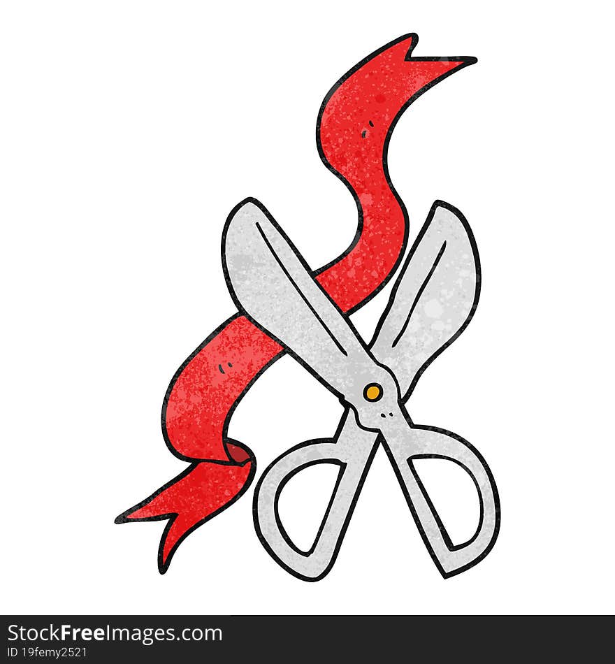 Textured Cartoon Scissors Cutting Ribbon