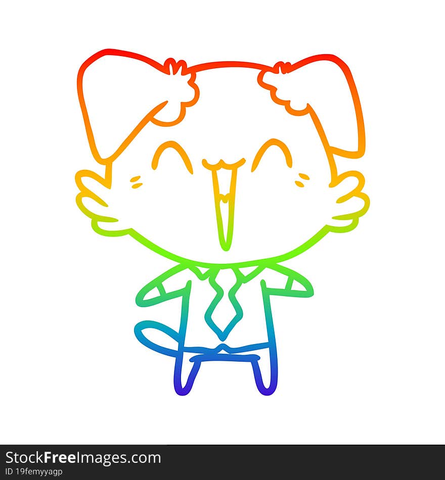 rainbow gradient line drawing happy office dog cartoon