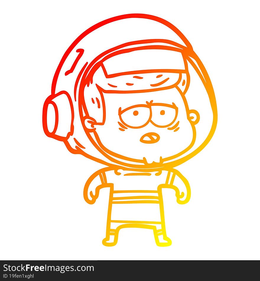 warm gradient line drawing cartoon tired astronaut