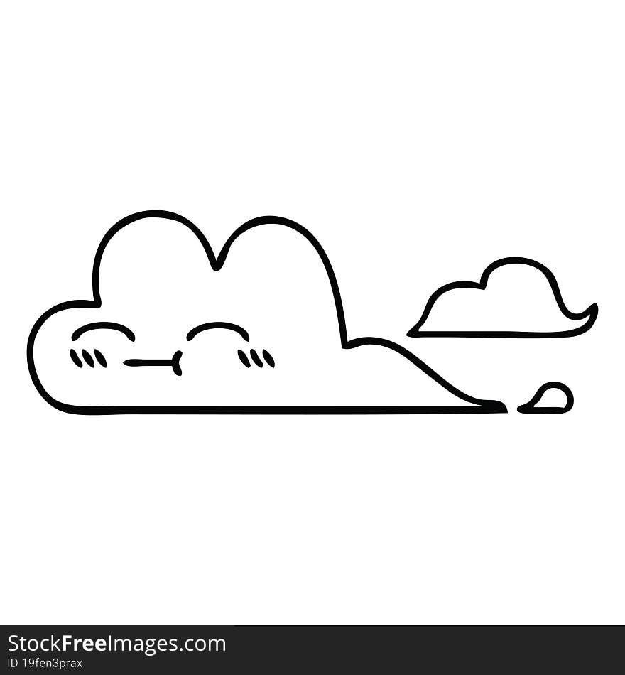 line drawing cartoon white cloud