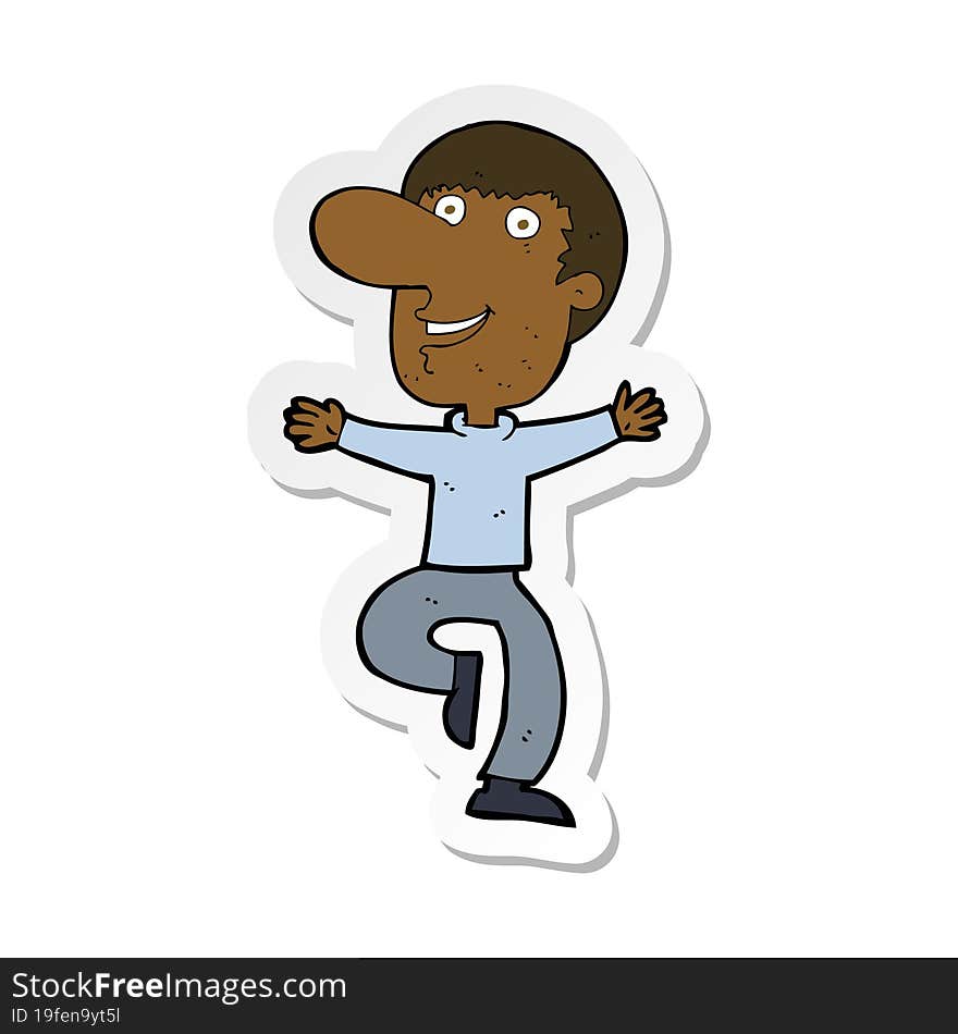 sticker of a cartoon happy man