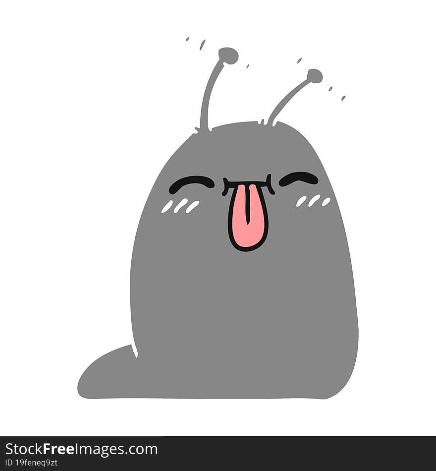 Cartoon Of A Happy Kawaii Slug