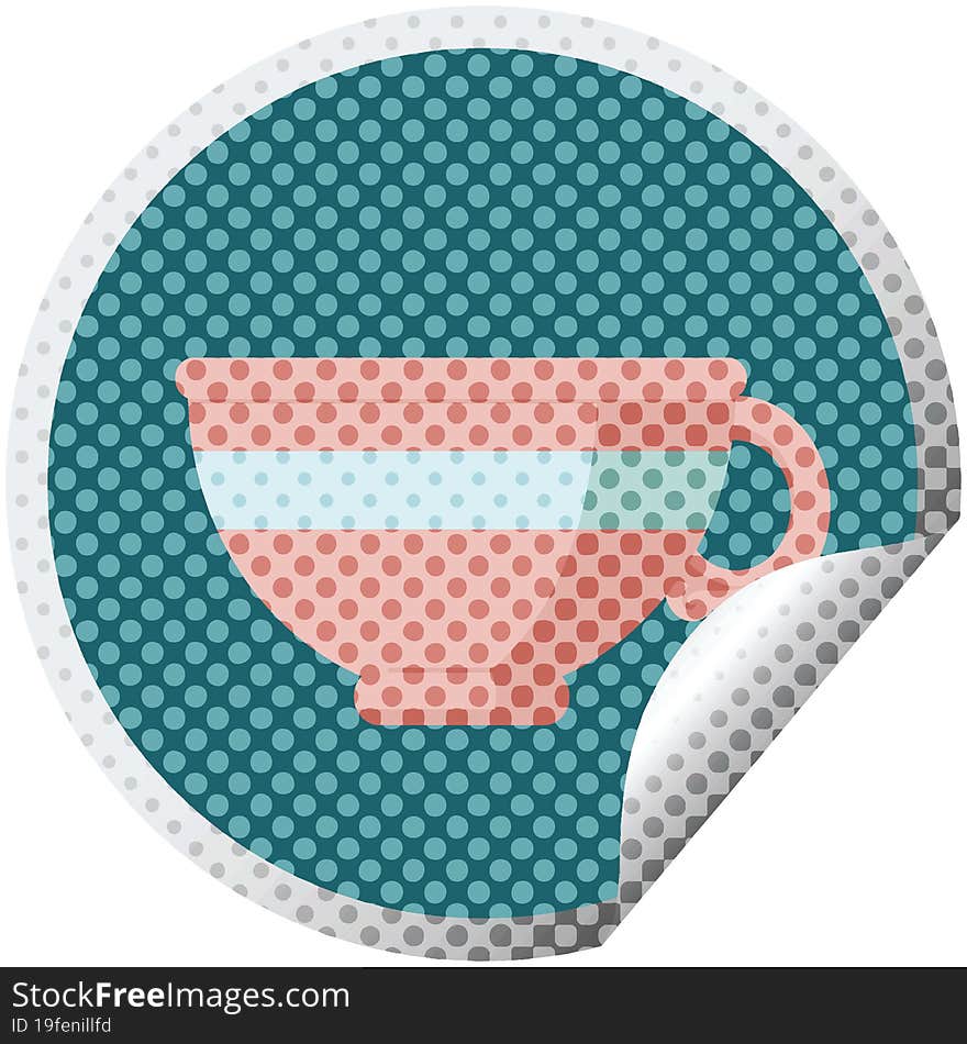 coffee cup graphic vector illustration circular sticker. coffee cup graphic vector illustration circular sticker