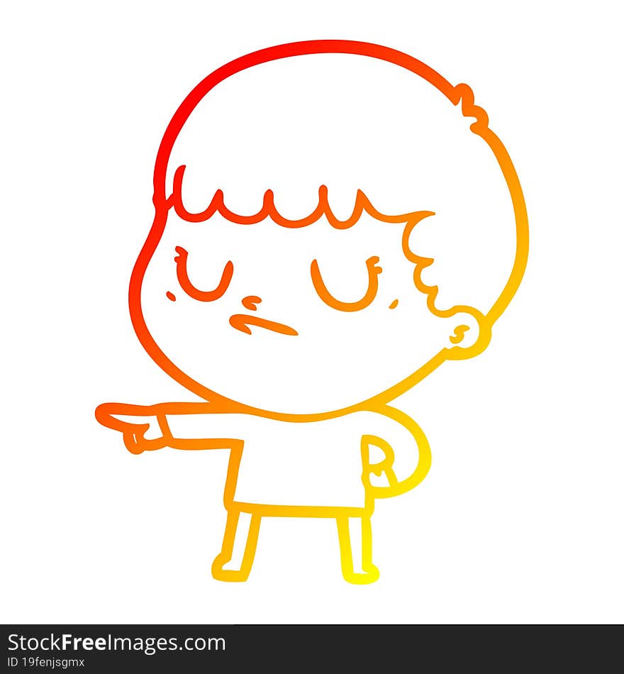 warm gradient line drawing cartoon grumpy boy