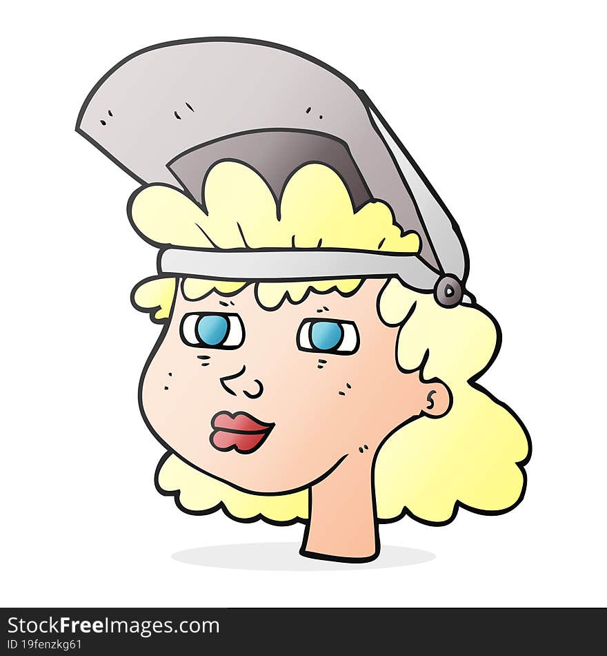 cartoon woman with welding mask