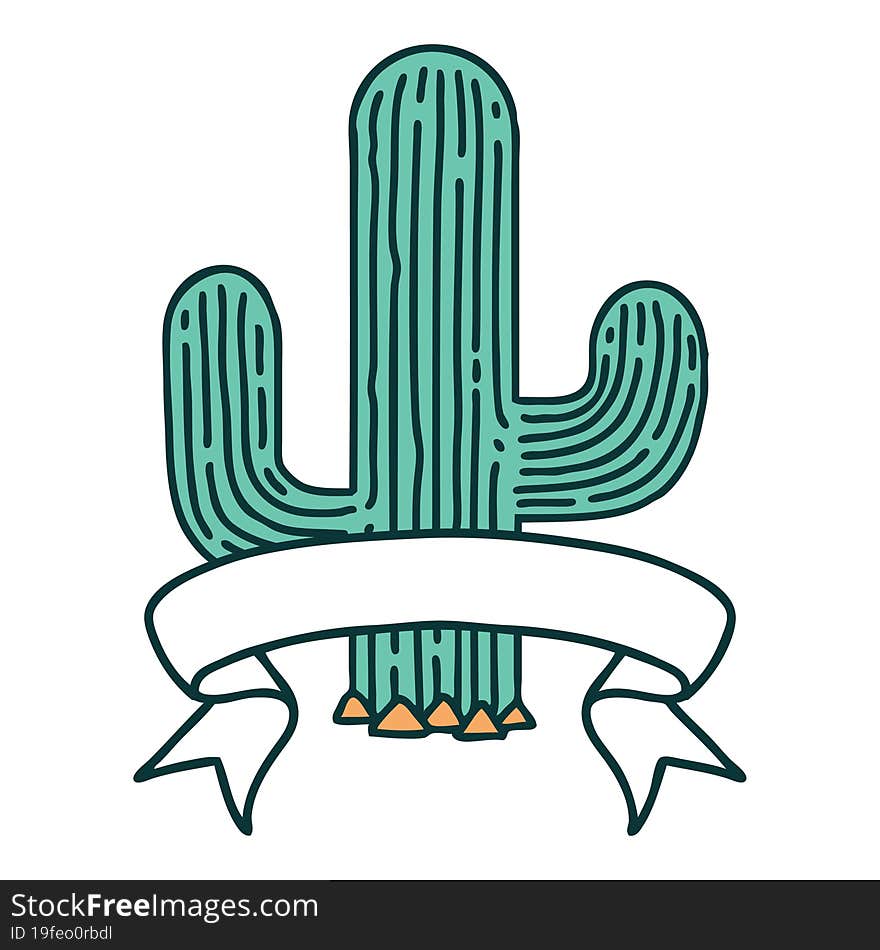 tattoo with banner of a cactus