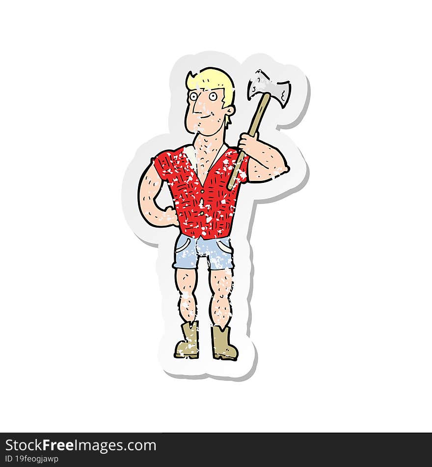 retro distressed sticker of a cartoon lumberjack