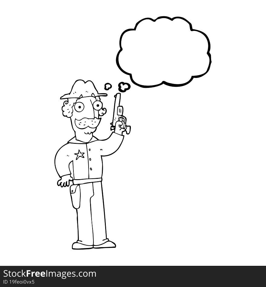 freehand drawn thought bubble cartoon sheriff