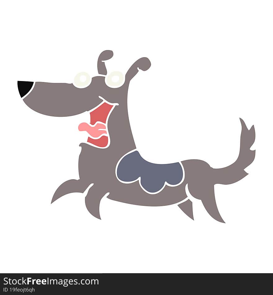 happy dog flat color style cartoon