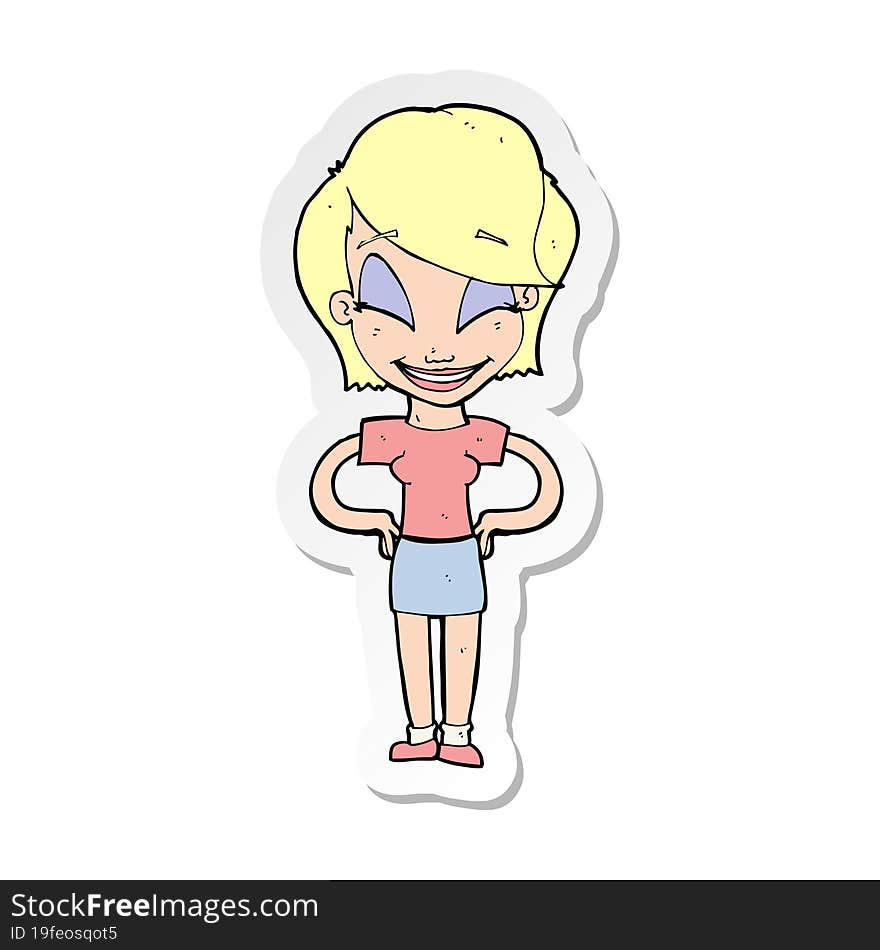 sticker of a cartoon woman with hands on hips