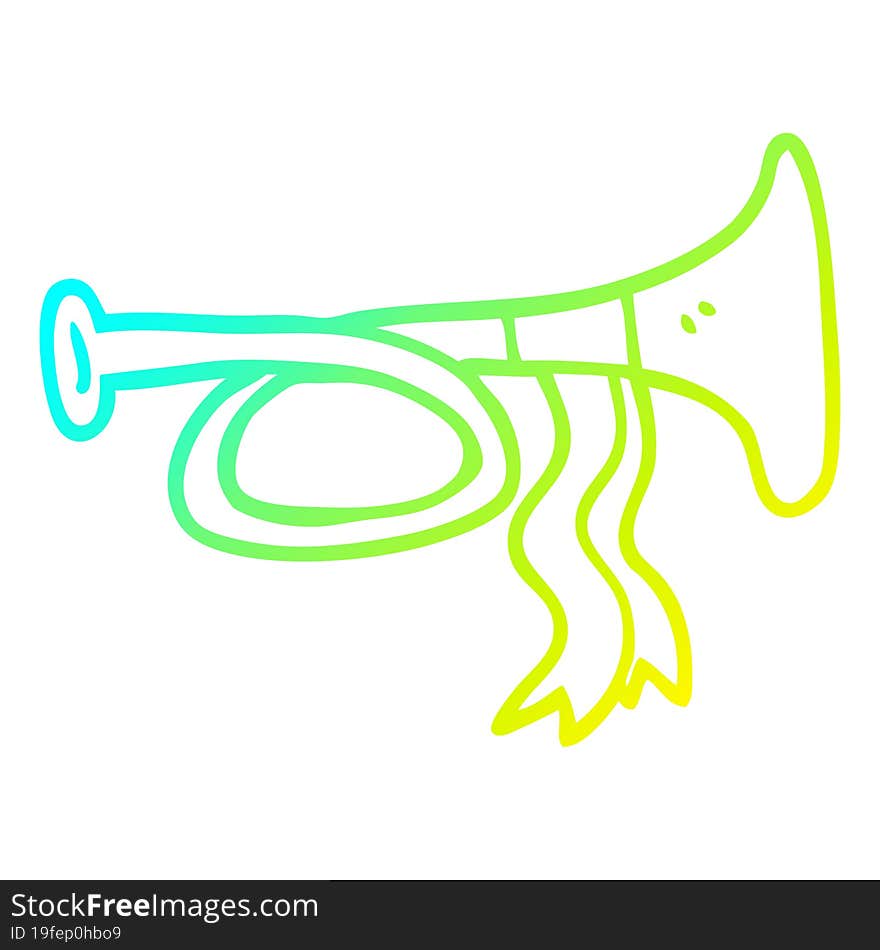 cold gradient line drawing cartoon brass horn