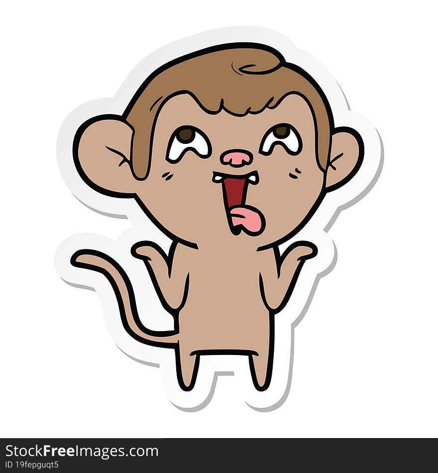 Sticker Of A Crazy Cartoon Monkey