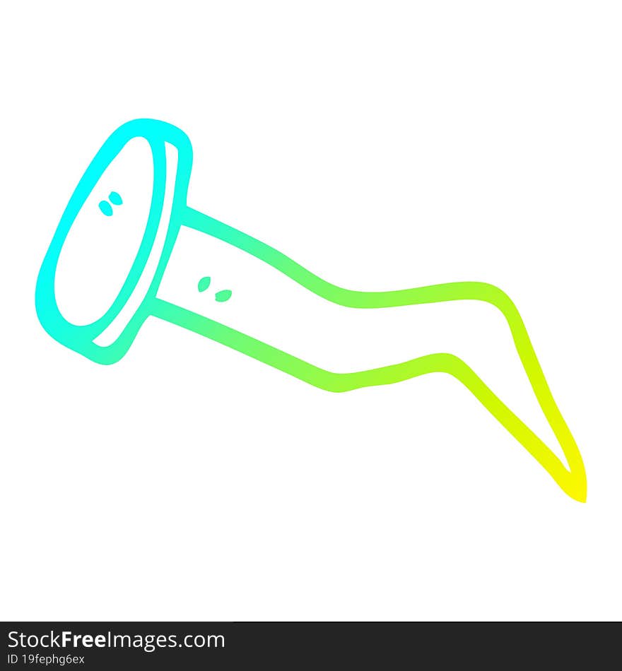 cold gradient line drawing of a cartoon bent iron nail