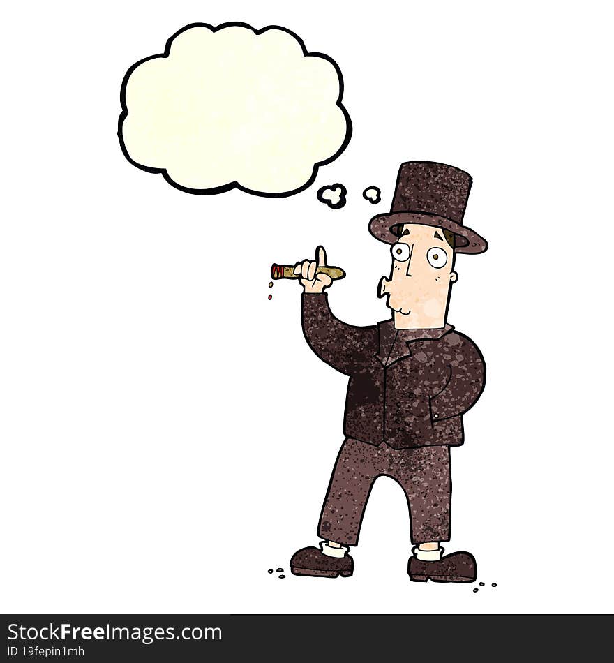 cartoon smoking gentleman with thought bubble