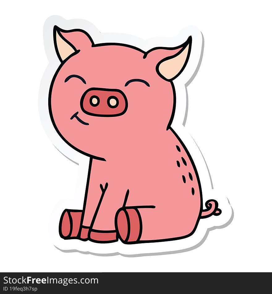 sticker of a quirky hand drawn cartoon pig