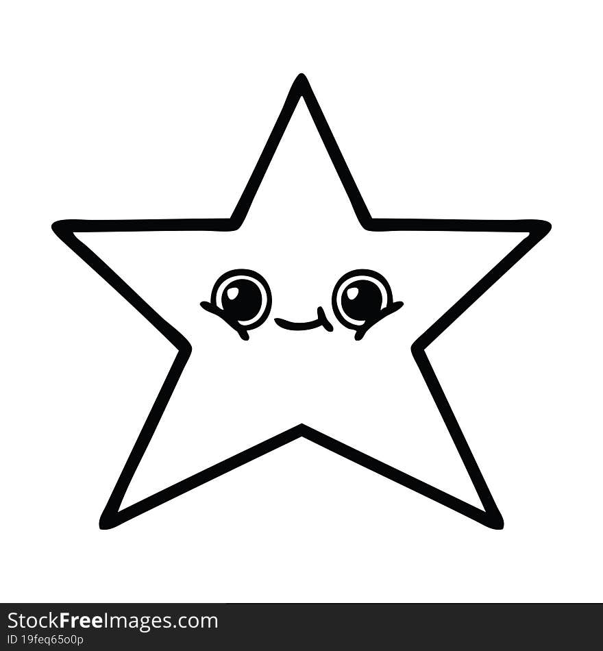 line drawing cartoon gold star