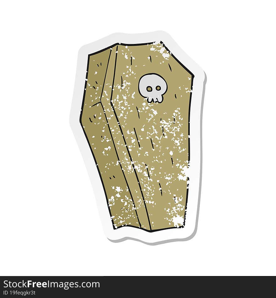 Retro Distressed Sticker Of A Cartoon Spooky Coffin