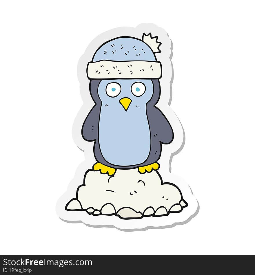 sticker of a cartoon penguin wearing hat