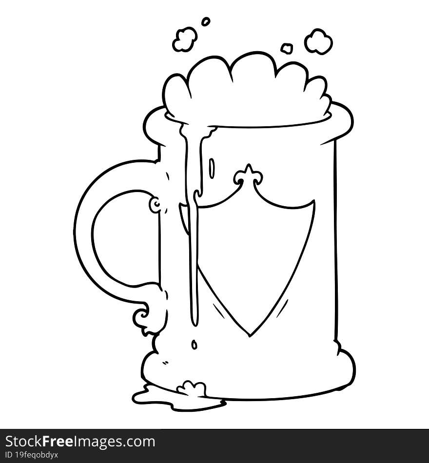 cartoon foaming beer. cartoon foaming beer