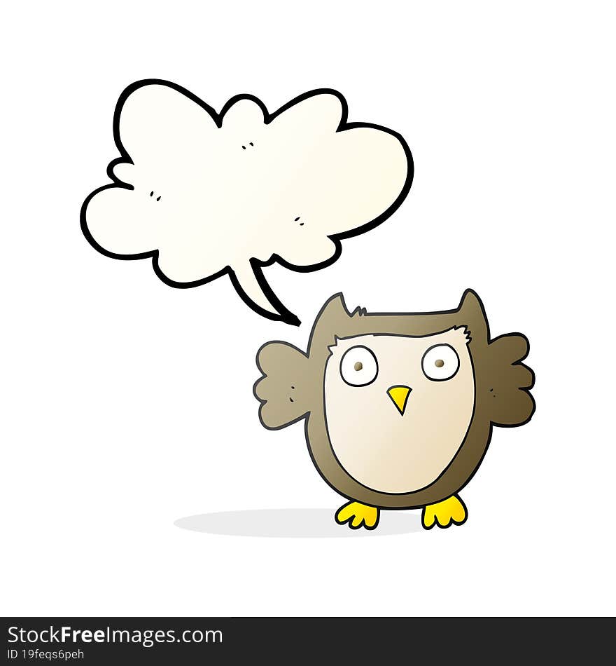 freehand drawn speech bubble cartoon owl