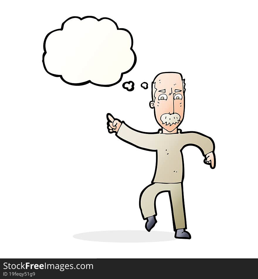 cartoon angry old man with thought bubble