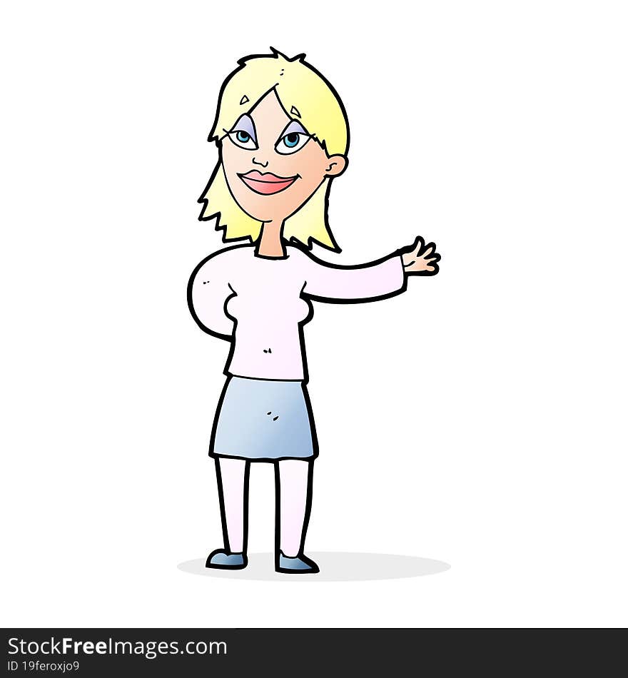 cartoon woman gesturing to show something