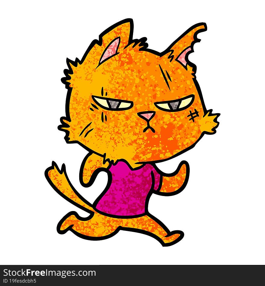 tough cartoon cat running. tough cartoon cat running