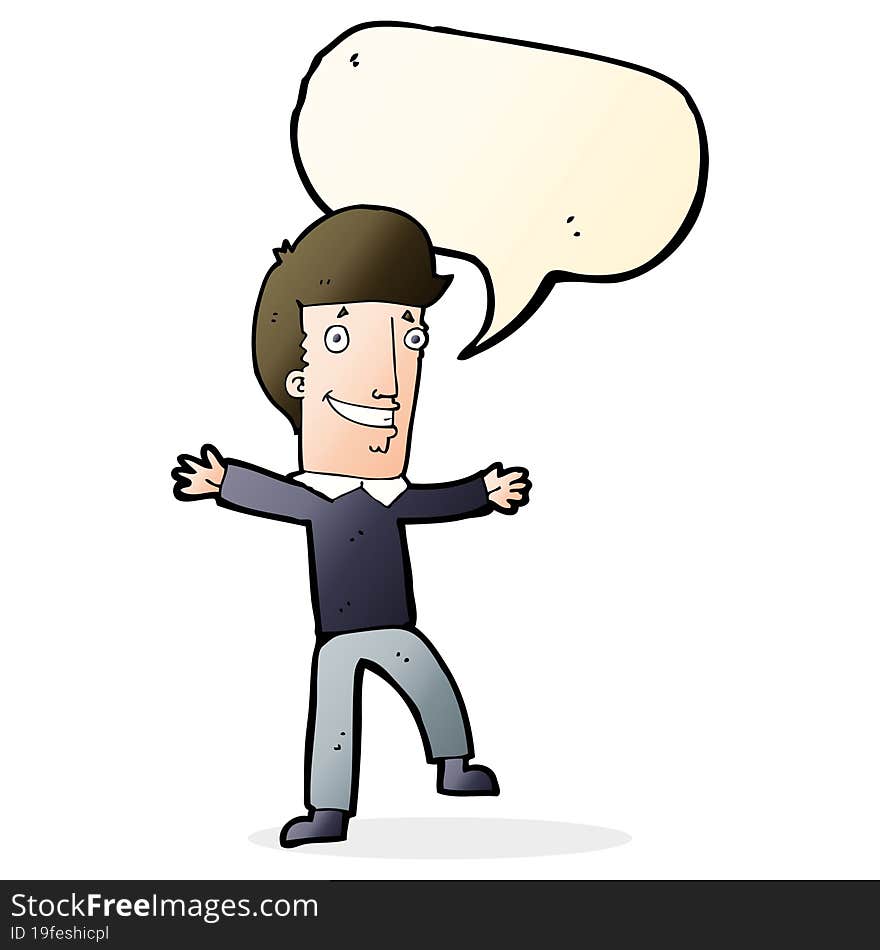 Cartoon Happy Man With Speech Bubble