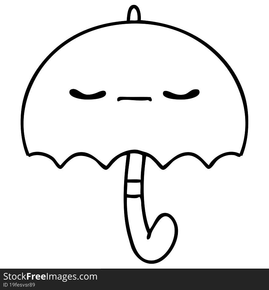 line doodle of a traditional umbrella with face