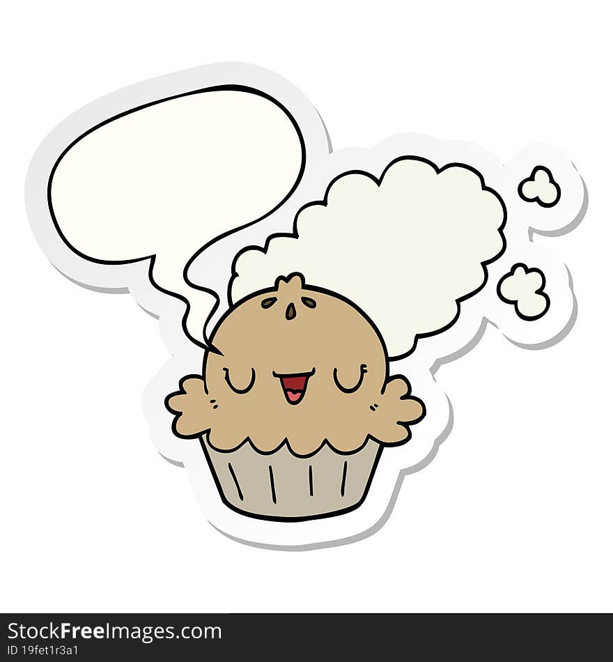 cute cartoon pie and speech bubble sticker