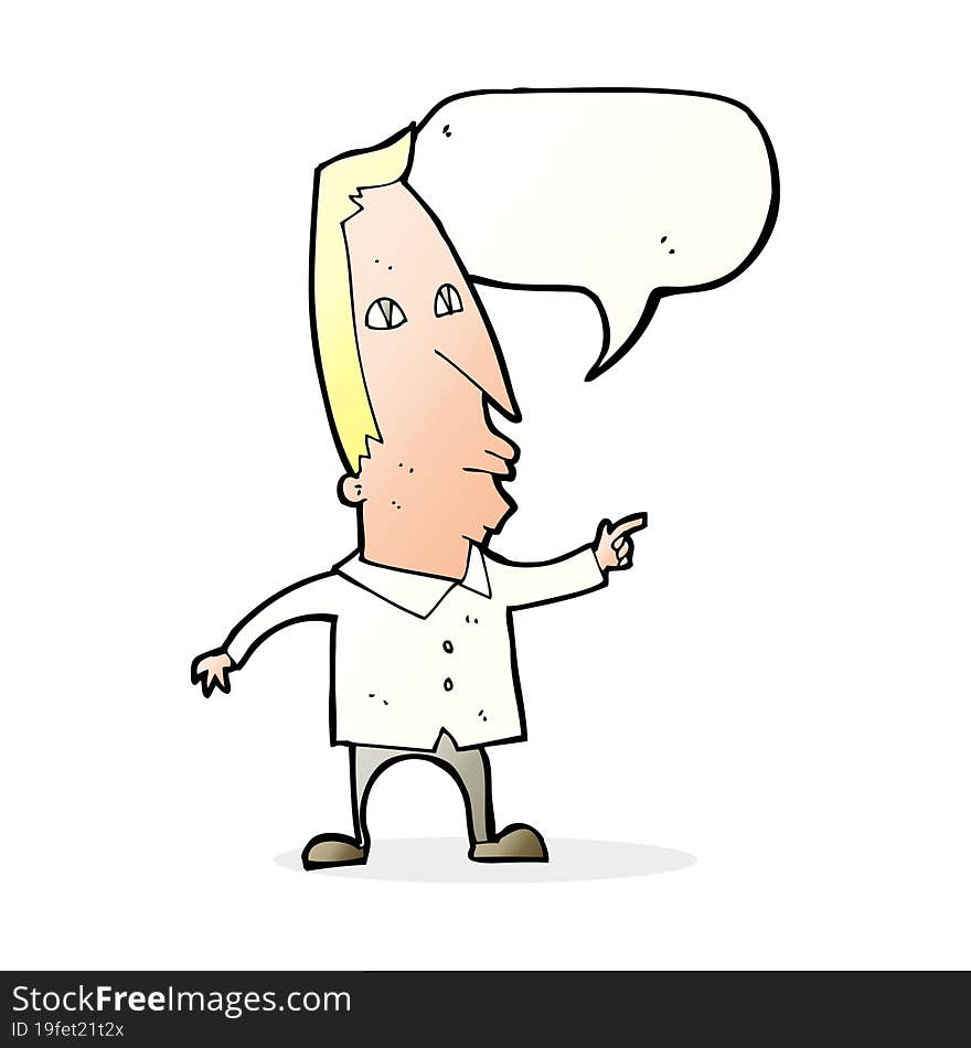 Cartoon Pointing Man With Speech Bubble