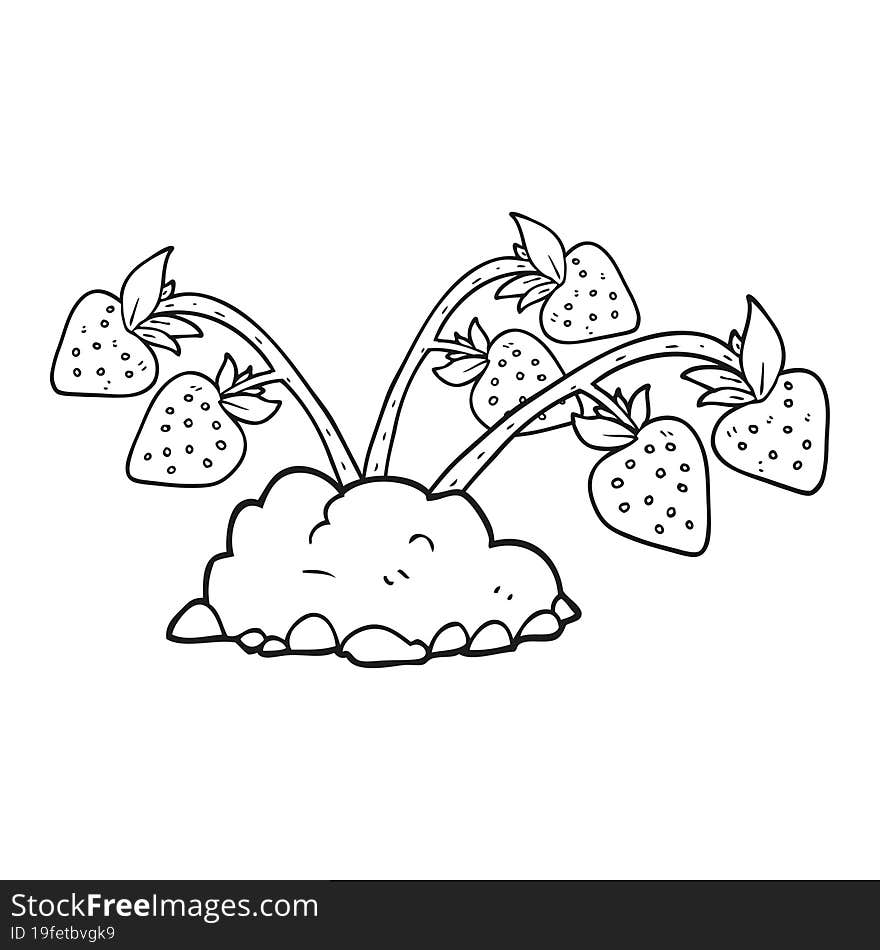 freehand drawn black and white cartoon strawberries