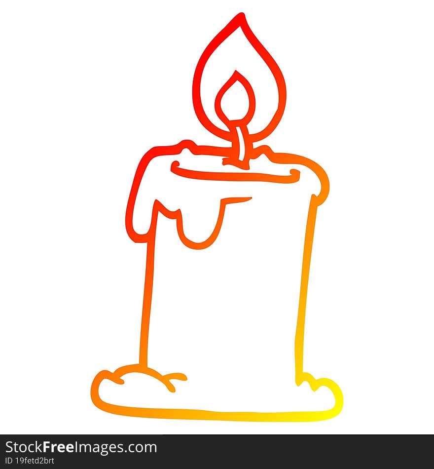 warm gradient line drawing of a cartoon lit candle