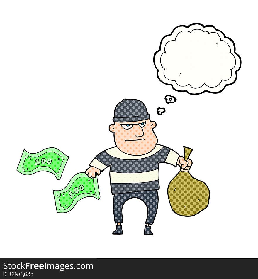 thought bubble cartoon bank robber