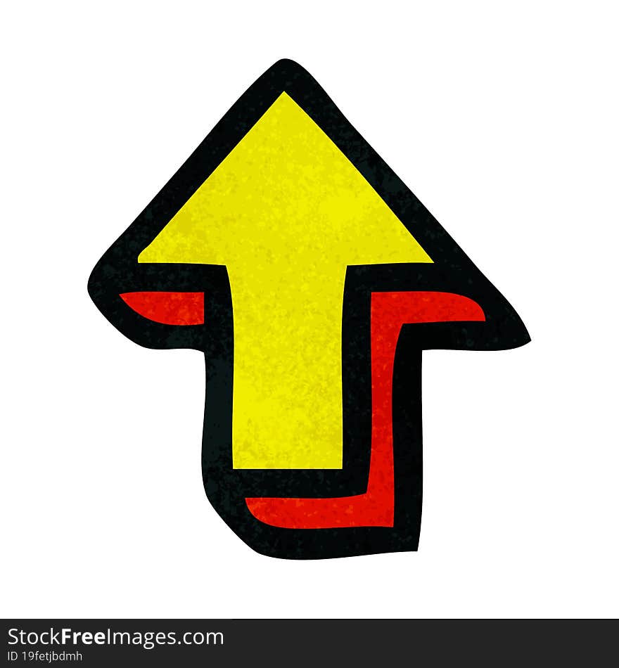 retro grunge texture cartoon of a directional arrow