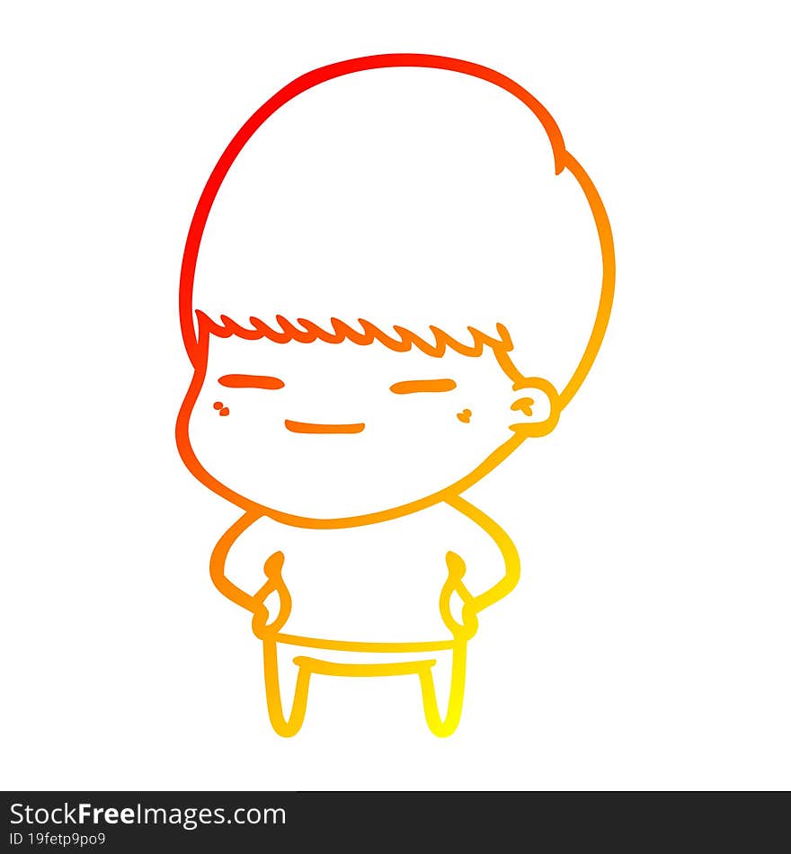 Warm Gradient Line Drawing Cartoon Smug Boy