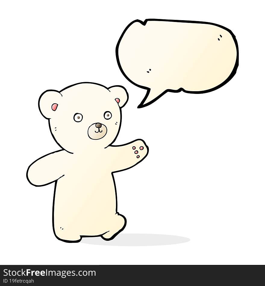 Cartoon Polar Bear Cub With Speech Bubble