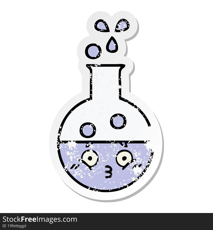 Distressed Sticker Of A Cute Cartoon Test Tube