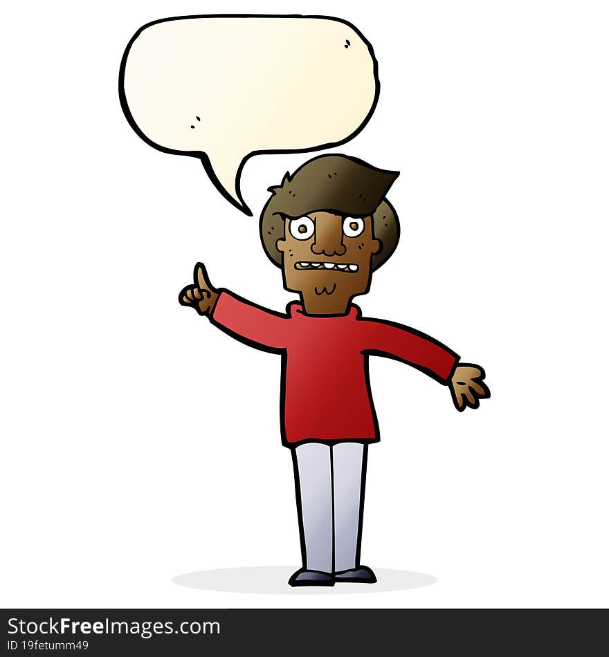 Cartoon Man Asking Question With Speech Bubble