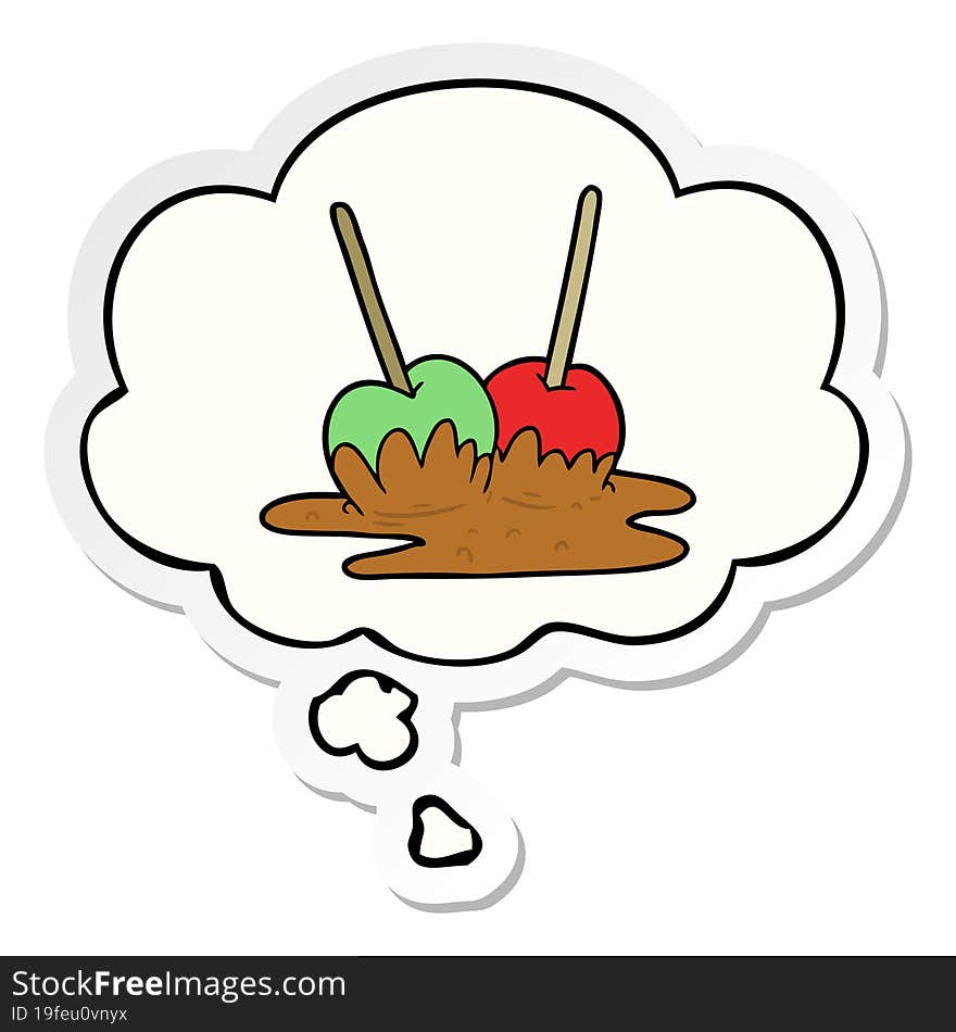 Cartoon Toffee Apples And Thought Bubble As A Printed Sticker