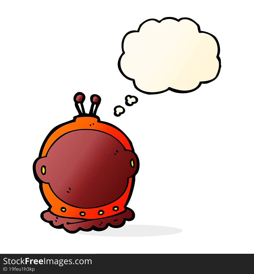 cartoon astronaut helmet with thought bubble