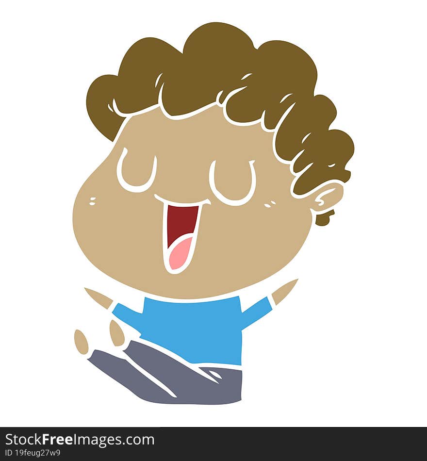 laughing flat color style cartoon man