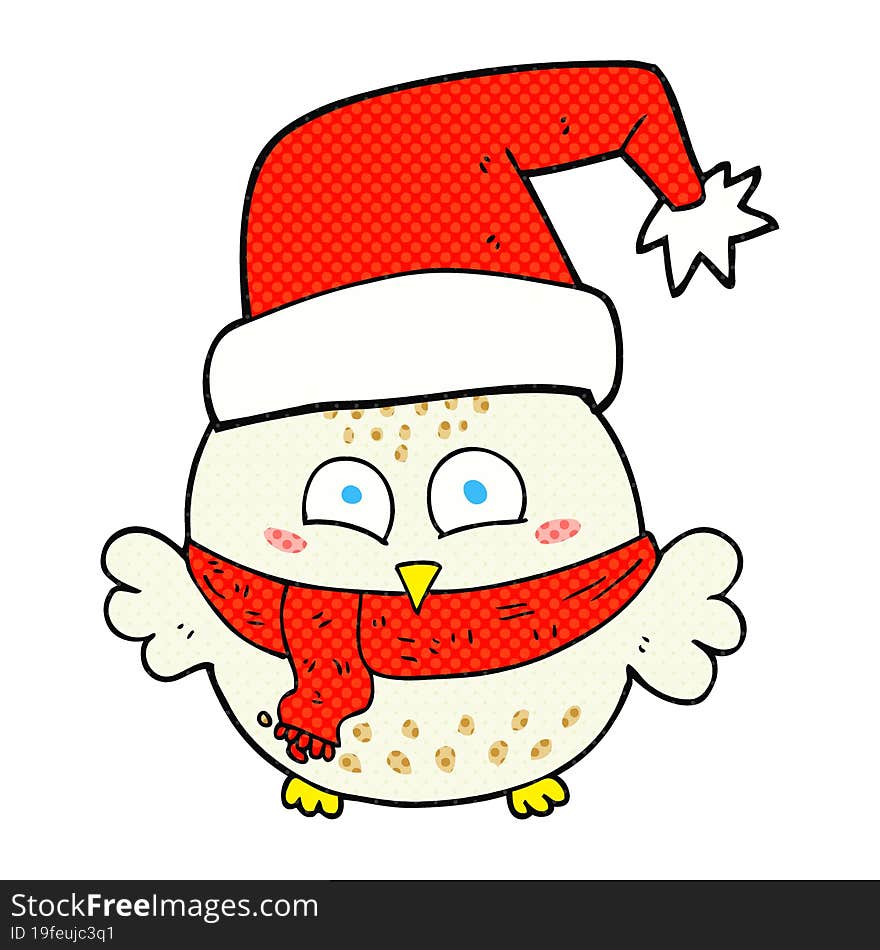 cartoon cute christmas owl