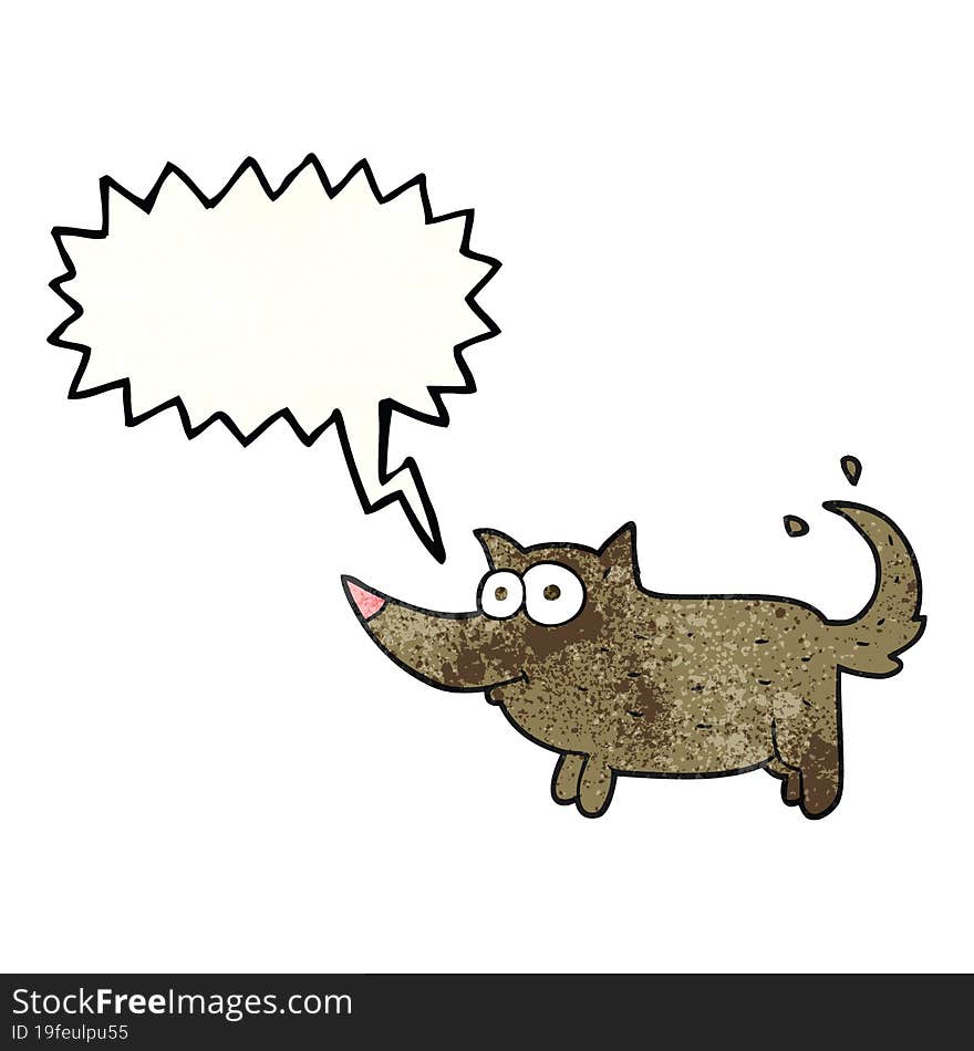 speech bubble textured cartoon dog wagging tail