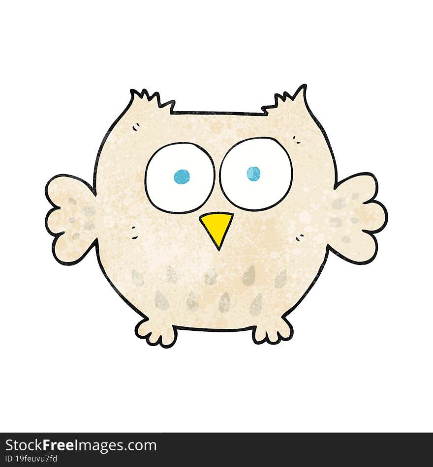 freehand textured cartoon happy owl