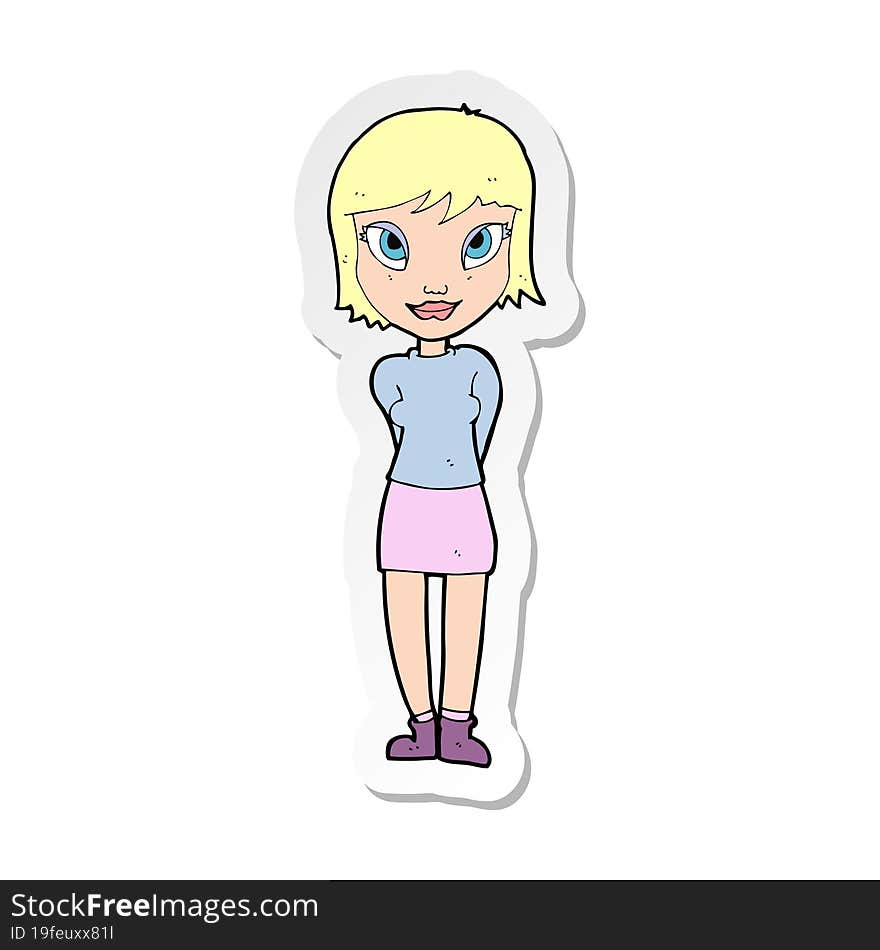 sticker of a cartoon pretty girl