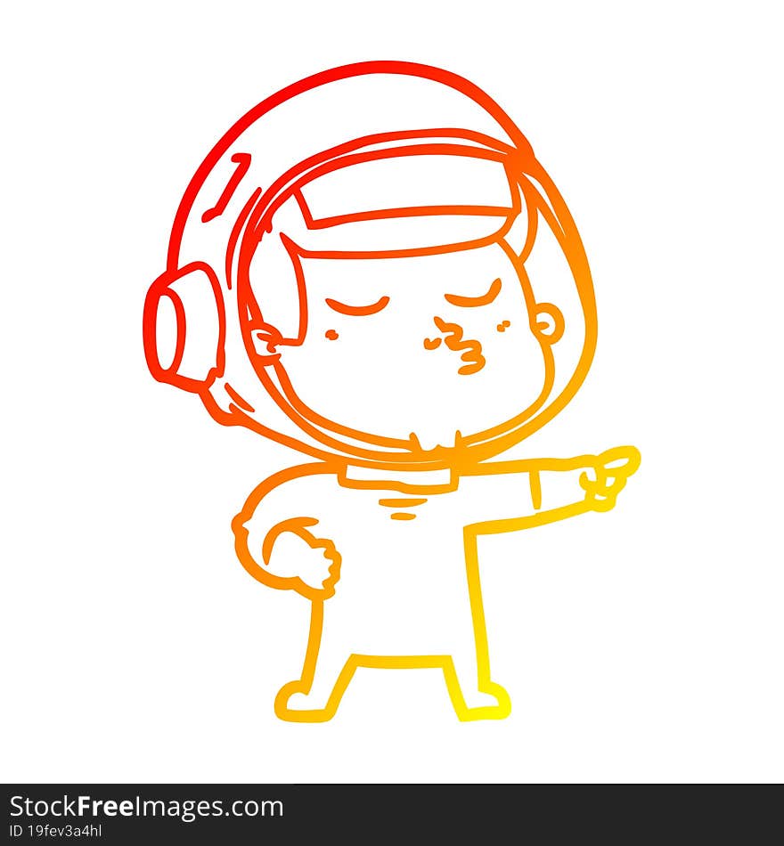 warm gradient line drawing cartoon confident astronaut