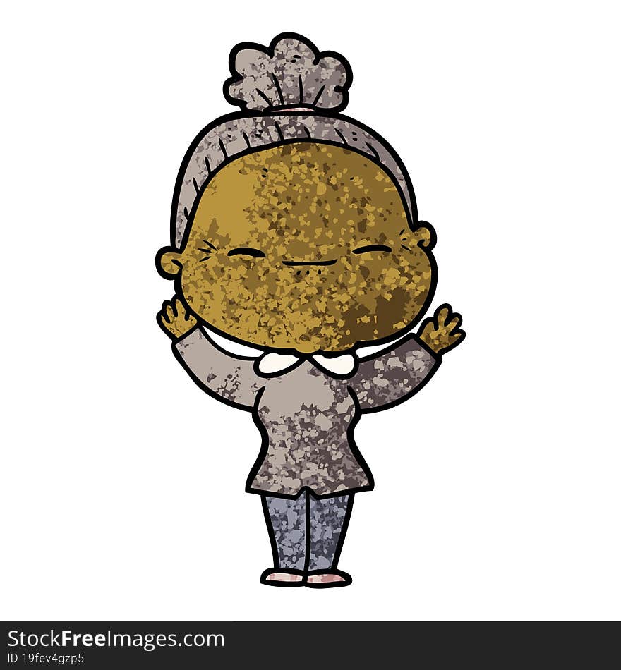 cartoon peaceful old woman. cartoon peaceful old woman