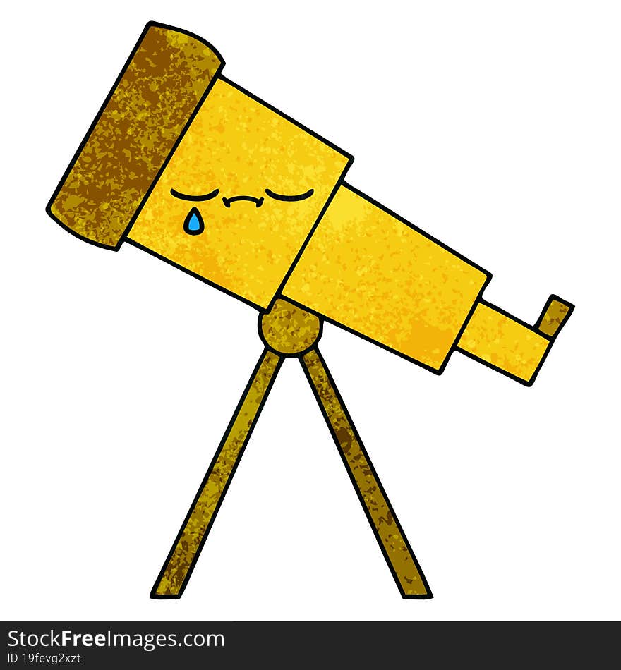 retro grunge texture cartoon telescope