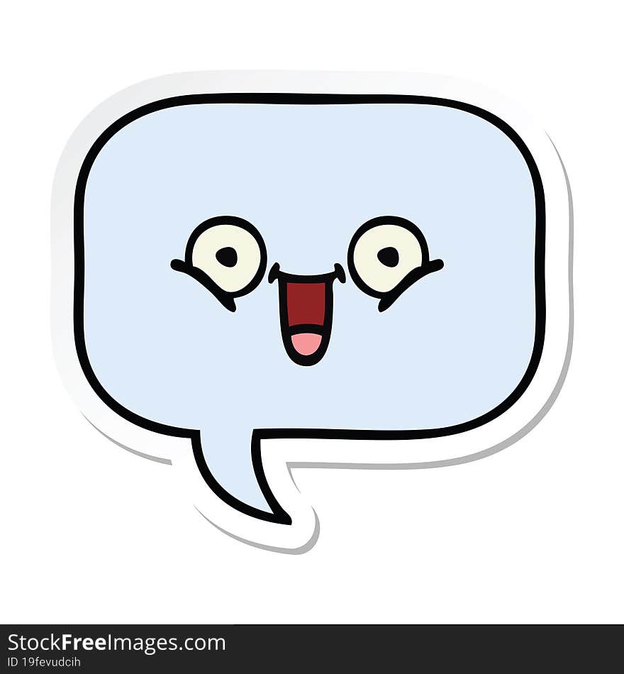 sticker of a cute cartoon speech bubble